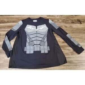 Batman Men's Medium Shirt W/ Removable Cape Long Sleeve T-Shirt Costume